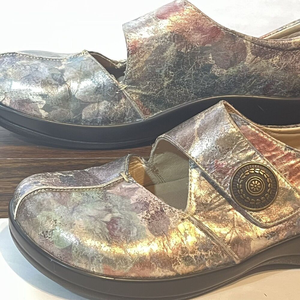 Alegria Kaitlyn Patina Gold Silver Rose Metallic Mary Janes Shoes Size 36 EUC